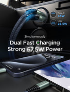 67.5W 99% Invisible Super Mini Car Charger USB C Fast Charging,All Metal Cigarette Lighter Adapter PD&QC Type C Car Charger Adapter for Iphone 16 Pro Max 15 14 13 12,Samsung Galaxy S25,Android