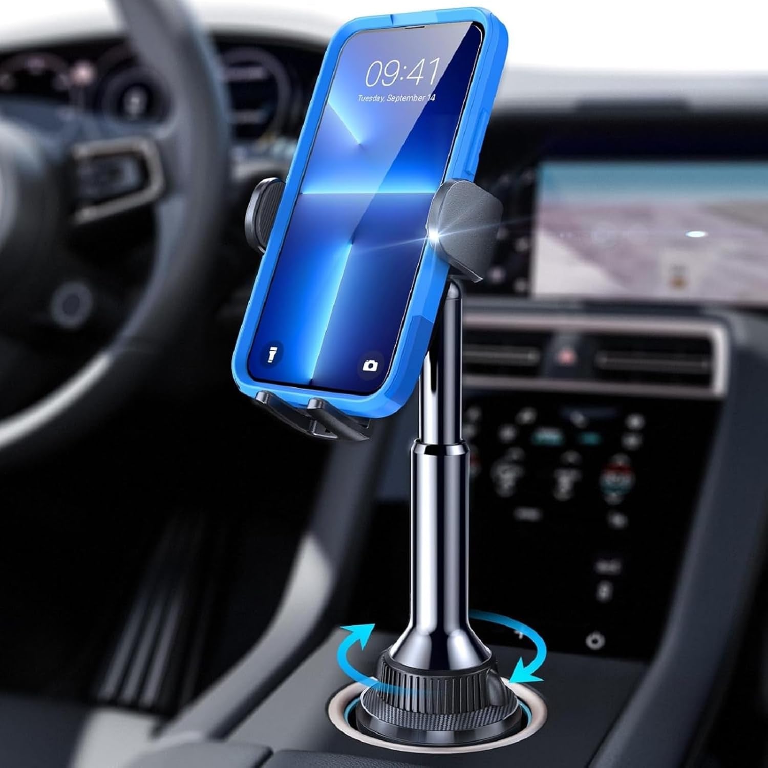 Cup Phone Holder for Car No Shaking Car Phone Holder Mount, 360° Adjustable Car Accessories for Women Truck Jeep, Golf Accessories for Iphone 16E 16 15 14 13 Pro Max Samsung S25 All 4-17'' Phone