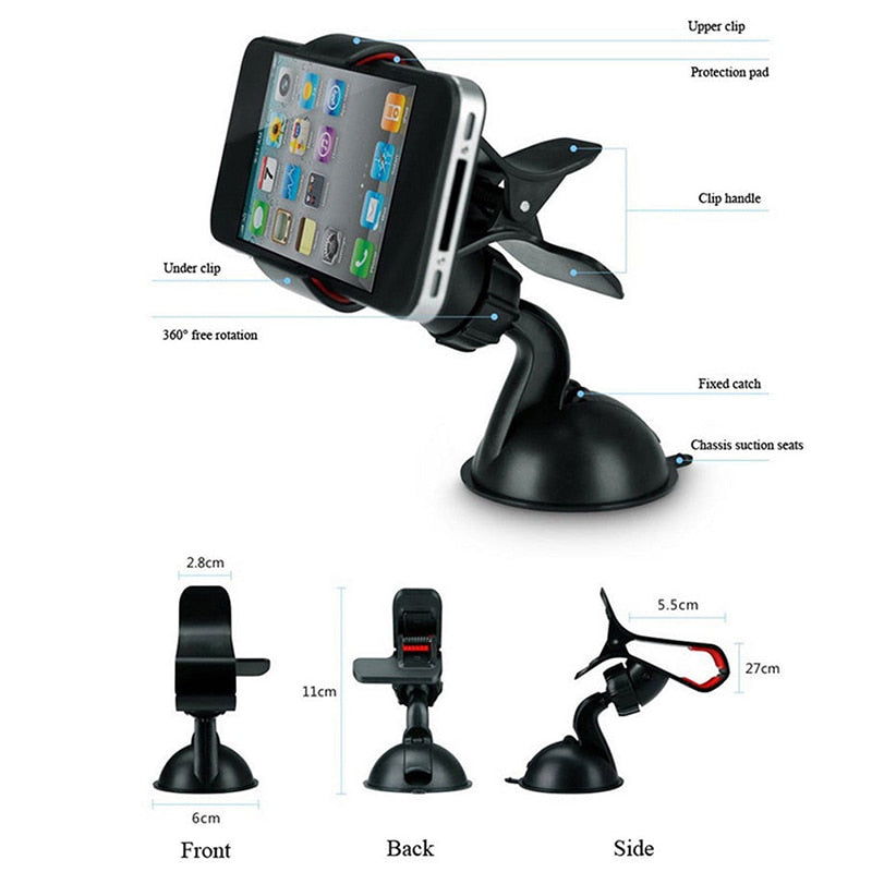 Support Téléphone Voiture 360° Rotatif – Universel & Compact