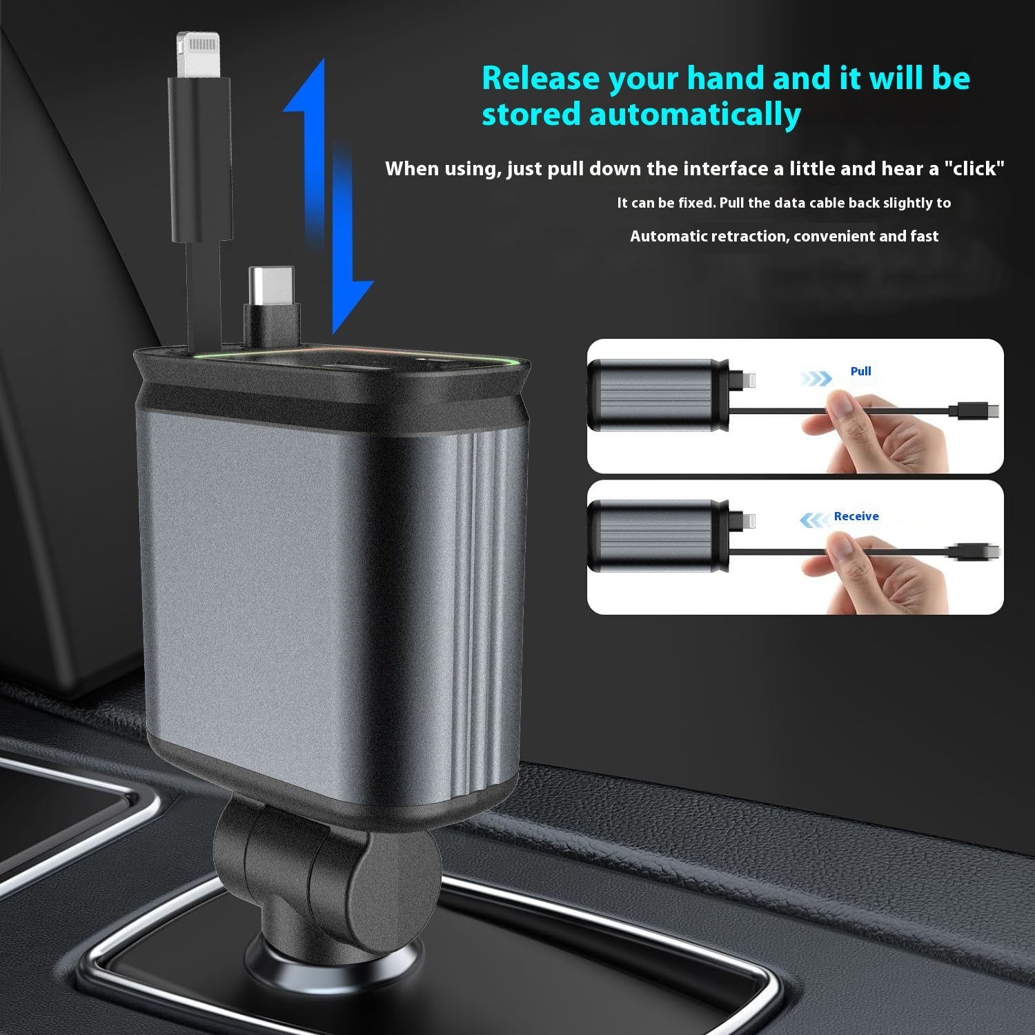 Chargeur Voiture Télescopique avec Éclairage Ciel Étoilé