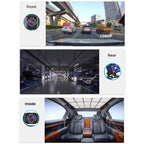 Dash Cam 3 Canaux – Avant + Intérieur + Arrière avec Écran IPS 2’’ et Surveillance Parking