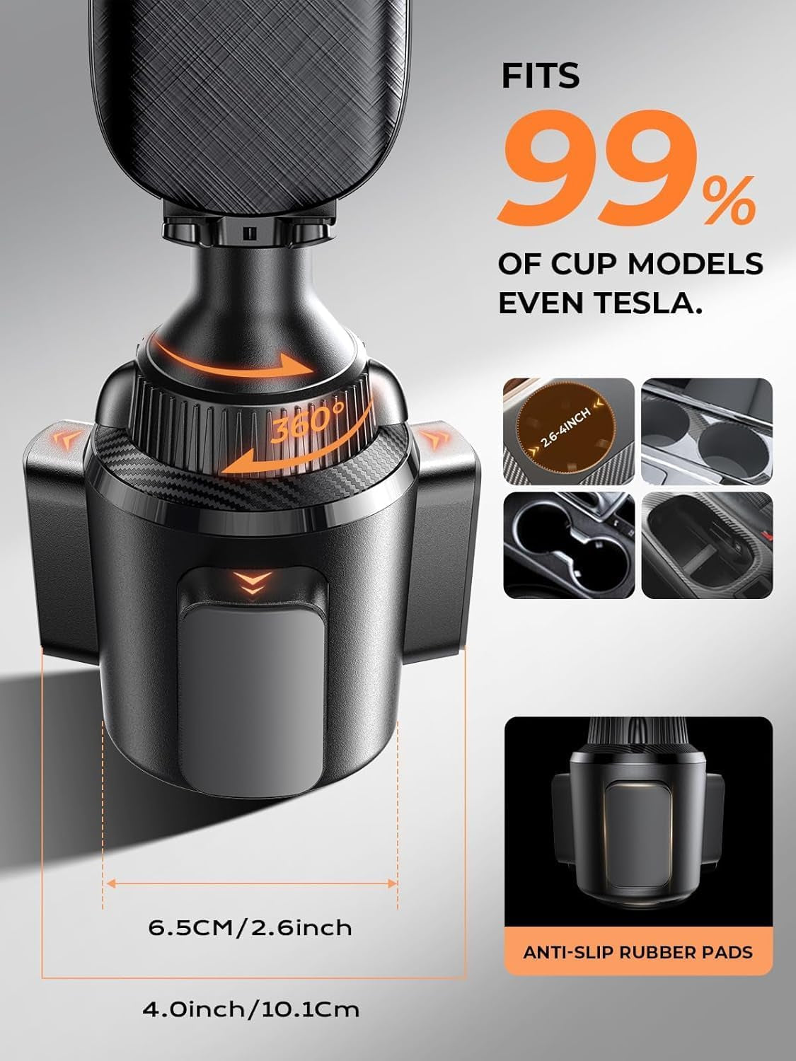 Cup Phone Holder for Car No Shaking Car Phone Holder Mount, 360° Adjustable Car Accessories for Women Truck Jeep, Golf Accessories for Iphone 16E 16 15 14 13 Pro Max Samsung S25 All 4-17'' Phone