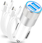 【Mfi Certified】Iphone Fast Car Charger,  4.8A Dual USB Smart Car Power Cigarette Lighter USB Fast Car Charging Adapter with 2Pack Lightning Cable for Iphone 14 13 12 11 Pro Max/Xs/Xr/X/Se/Ipad