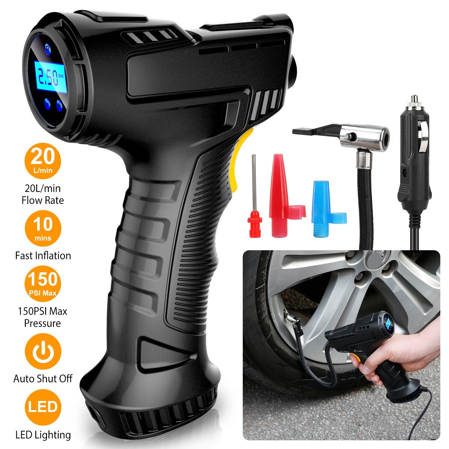 Compresseur de Pneus Portable 150 PSI