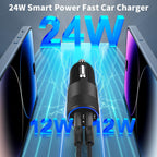 【Mfi Certified】Iphone Car Charger Fast Charging,  4.8A Dual USB Smart Power Cigarette Lighter USB Car Charger with 2Pack Lightning Braided Cable for Iphone 14 13 12 11 Pro XS Mini XR X SE Ipad