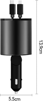 Chargeur Voiture Rétractable 4-en-1 – Rapide, Compact et Multi-Appareils
