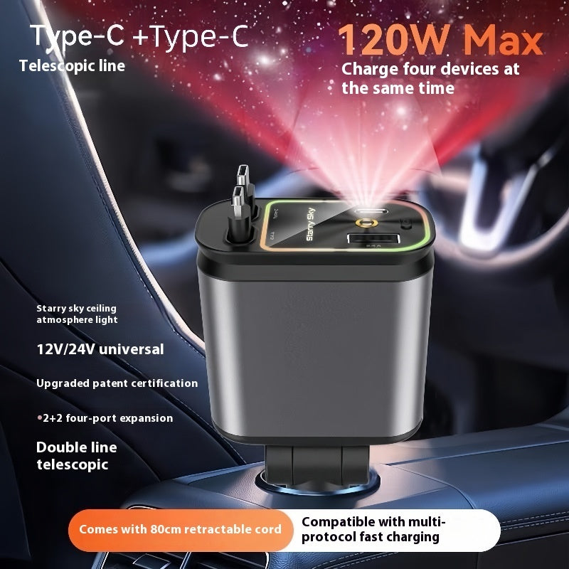 Chargeur Voiture Télescopique avec Éclairage Ciel Étoilé