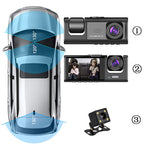 Dash Cam 3 Canaux – Avant + Intérieur + Arrière avec Écran IPS 2’’ et Surveillance Parking