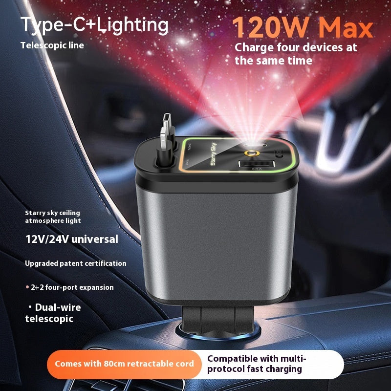 Chargeur Voiture Télescopique avec Éclairage Ciel Étoilé