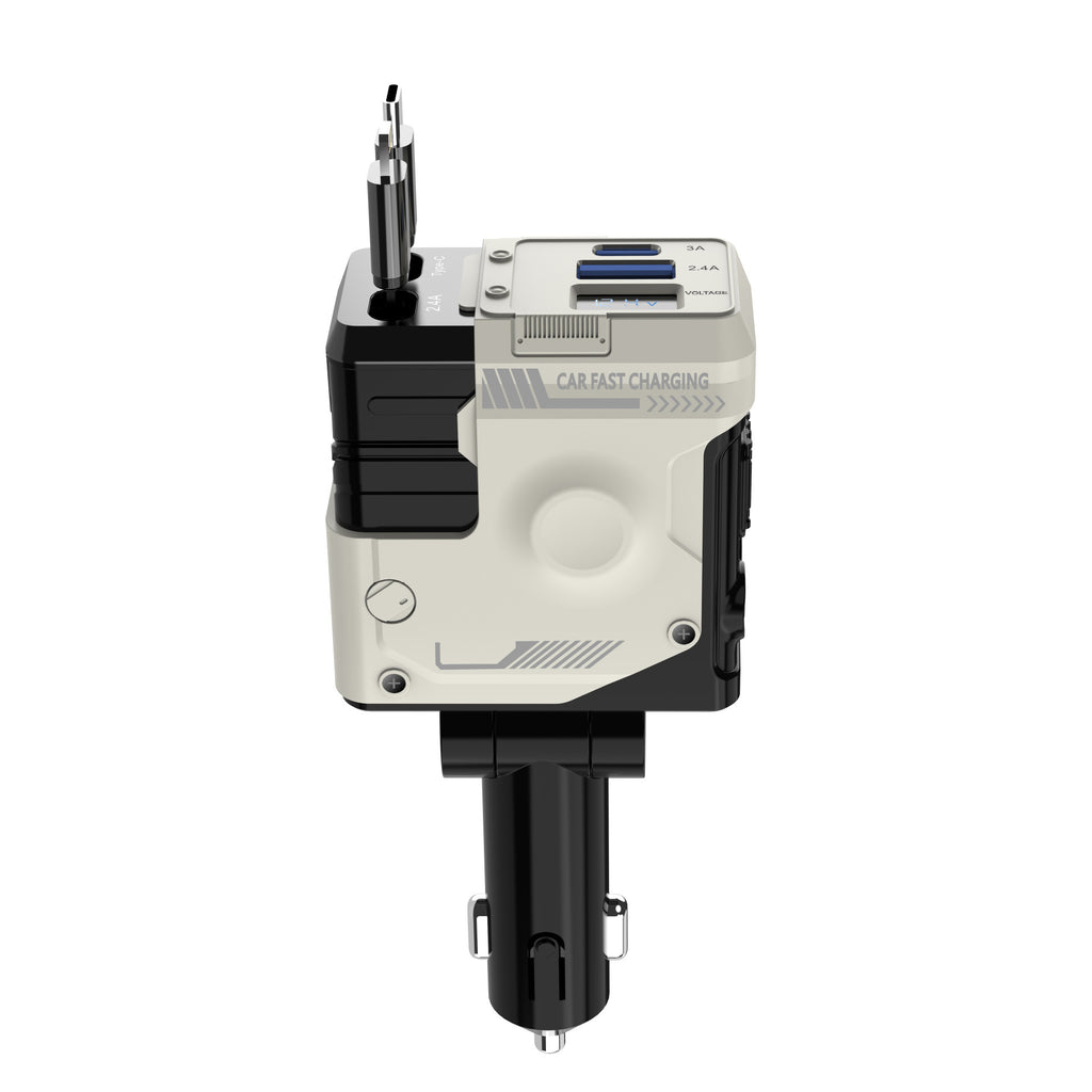 Chargeur Voiture Intelligent 4-en-1 – 50W, USB-C, Câbles Rétractables