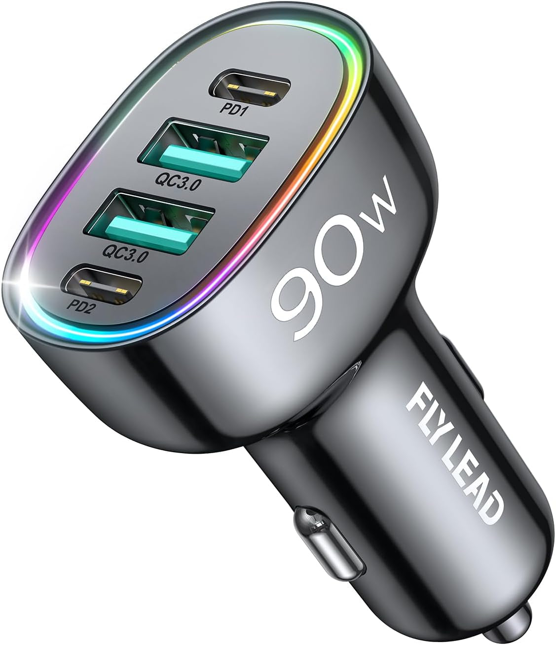 Car Charger USB C 90W 4-Port Car Phone Charger Compatible with Iphone 16/15/14/13/12 Pro Max plus [A Must for Family Travel] Super Fast Charging Cigarette Lighter Adapter Port